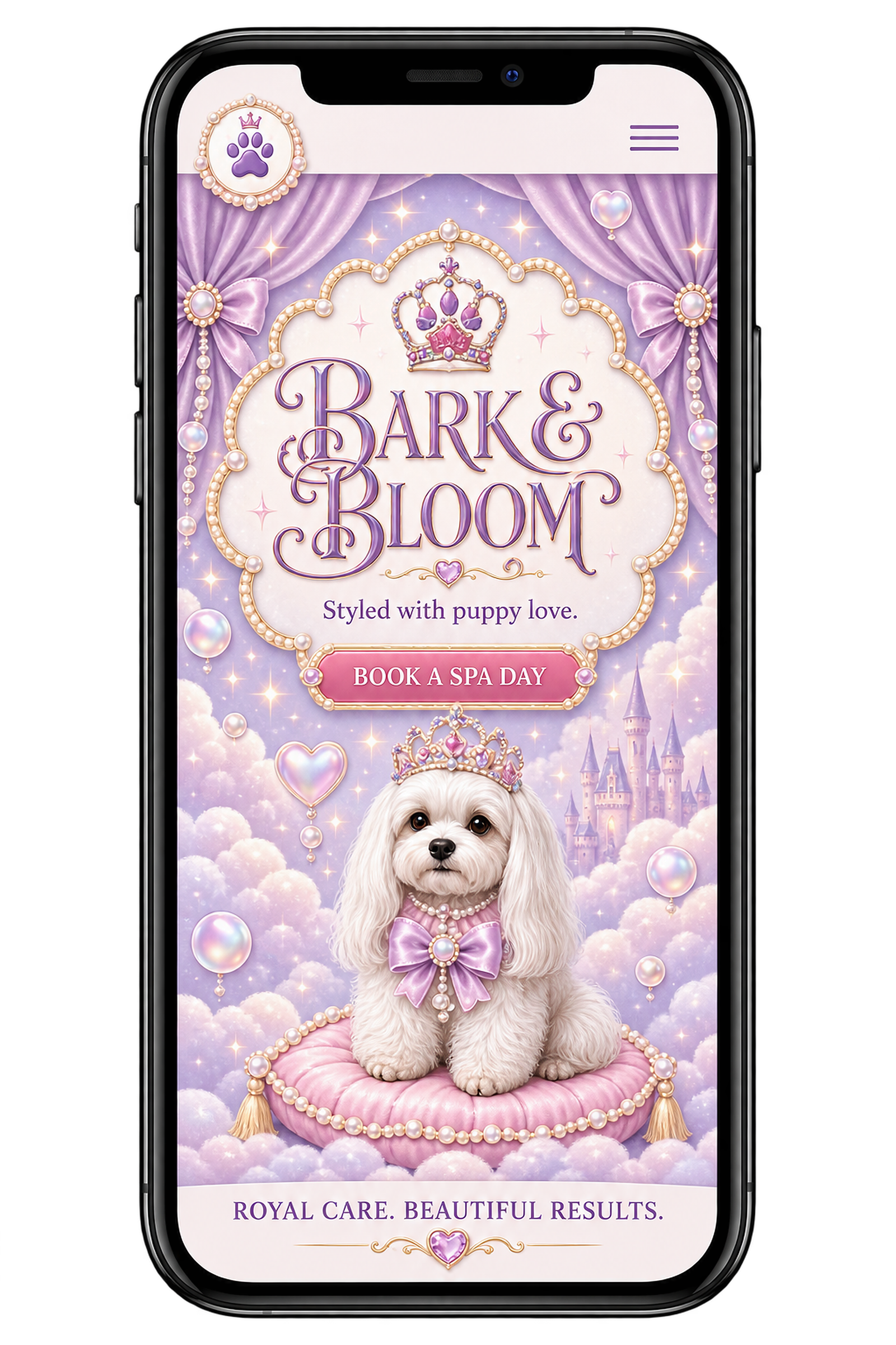 Bark and Bloom social media design shown on a phone